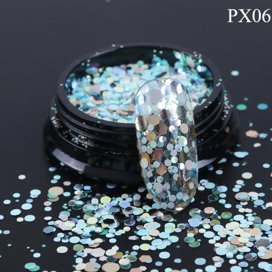 PX06 Блеск для ногтей хлопья 3D Круг Круглый шестигранники Блестки для нейл Арта(искусство украшения ногтей) блестящие пайетки украшения акриловый лак Маникюр TRPX01-12 - Цвет: PX06