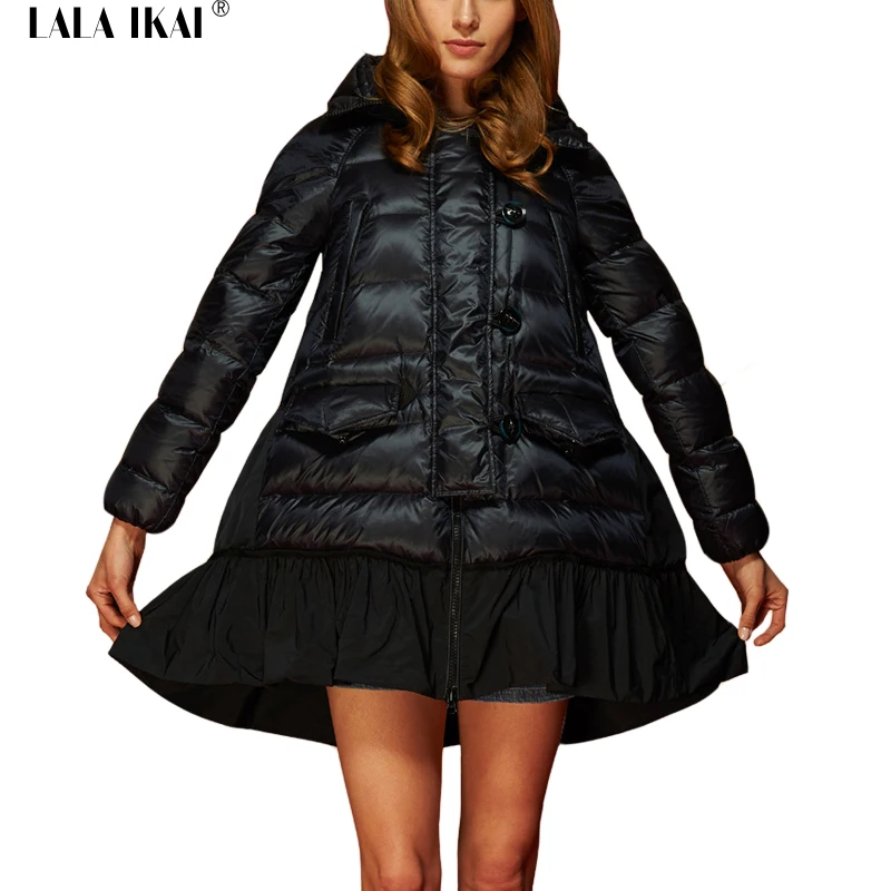 С капюшоном Зимнее Пальто Женщин 2016 Тип Плащ Мода Вниз Куртки Midi Парка Женщина