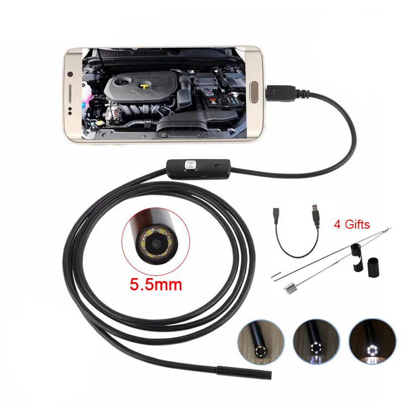 Antscope эндоскоп 1 м 5 мм/7 мм USB и Andriod Micro waterproof 2 6LED камера PCB PC инспекция мини 5|Камеры