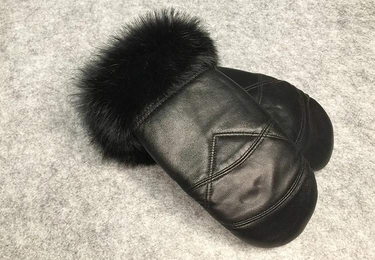 High Quality Women Sheepskin Gloves Genuine Leather Glove Women For Male Winter Mittens Outdoor skiing Warm Thermal Gloves