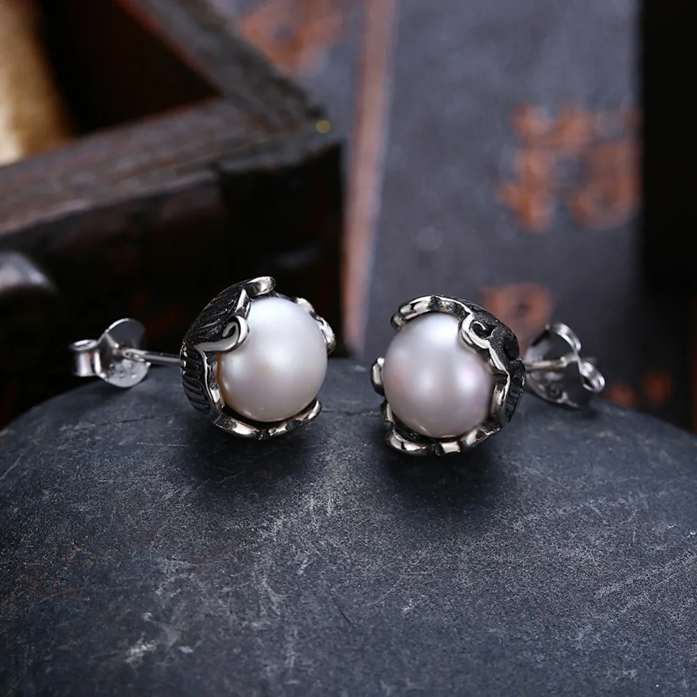 Женские серьги гвоздики из серебра 100% пробы с жемчугом|Серьги-гвоздики| |