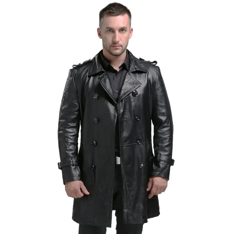 AIBIANOCEL Весенняя мужская куртка из натуральной кожи для мужчин Jaqueta De Couro Masculina, модная черная Мужская куртка из овчины размера плюс 94