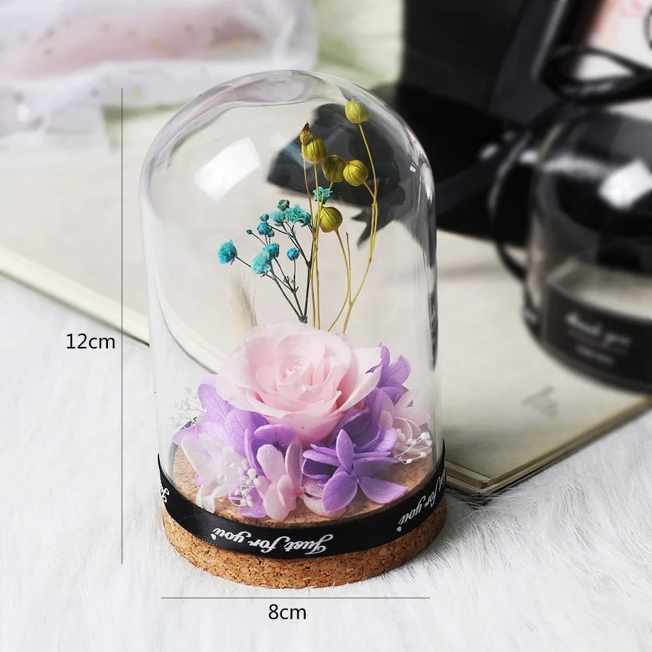 mini Pink Настоящие розы, Роза в колбе, стеклянный купол, подарок на день Святого Валентина, настоящая Роза, красота и чудовище, сохраненная Роза, подарок подруге на день рождения - Цвет: mini Pink