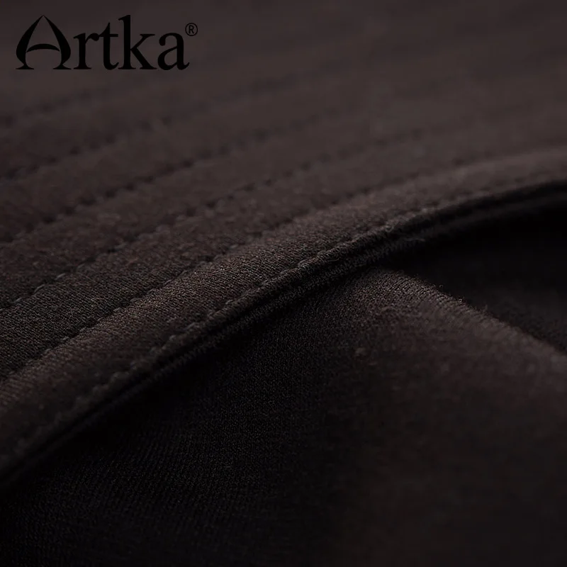 ARTKA винтажное женское платье осеннее платье с длинным рукавом женское черное платье с принтом женское элегантное платье для девочек LA10475Q