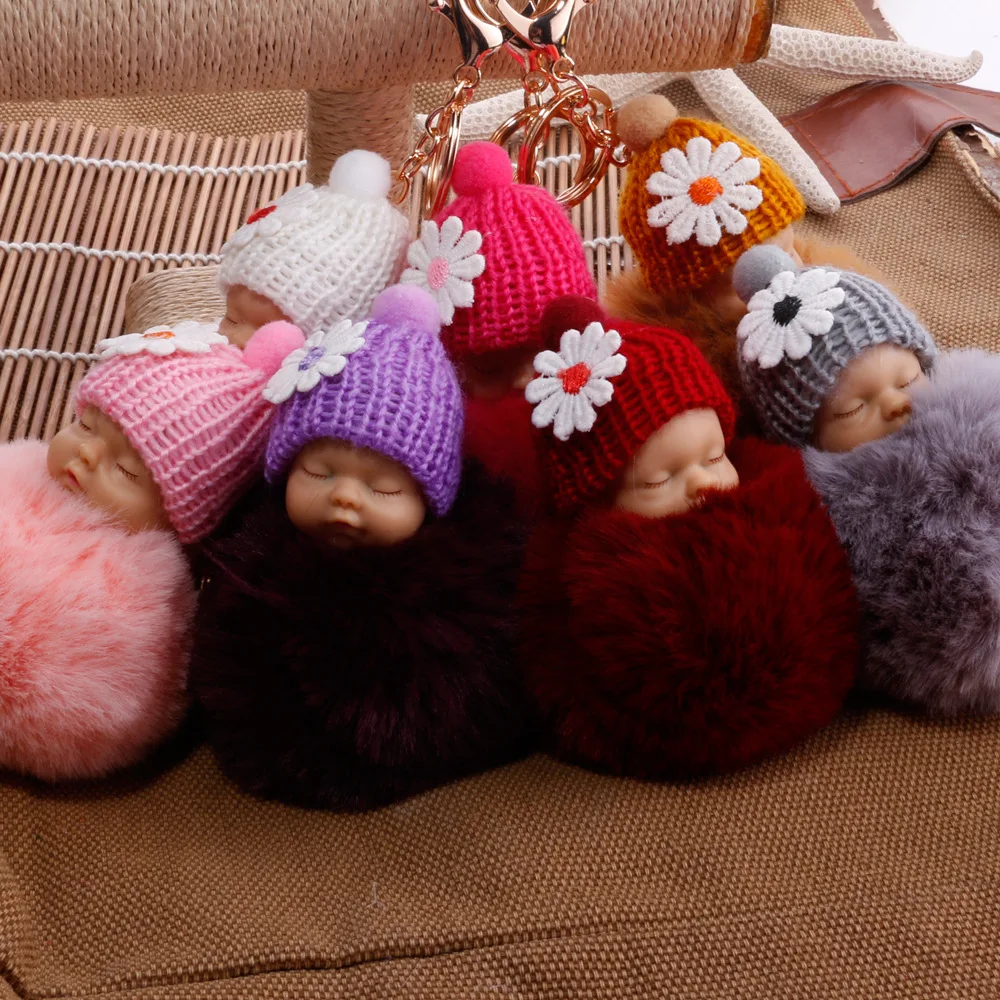 Цветы Key Holder Bagcharm изделия Baby Doll брелок ноги куклы помпоном поддельные меха