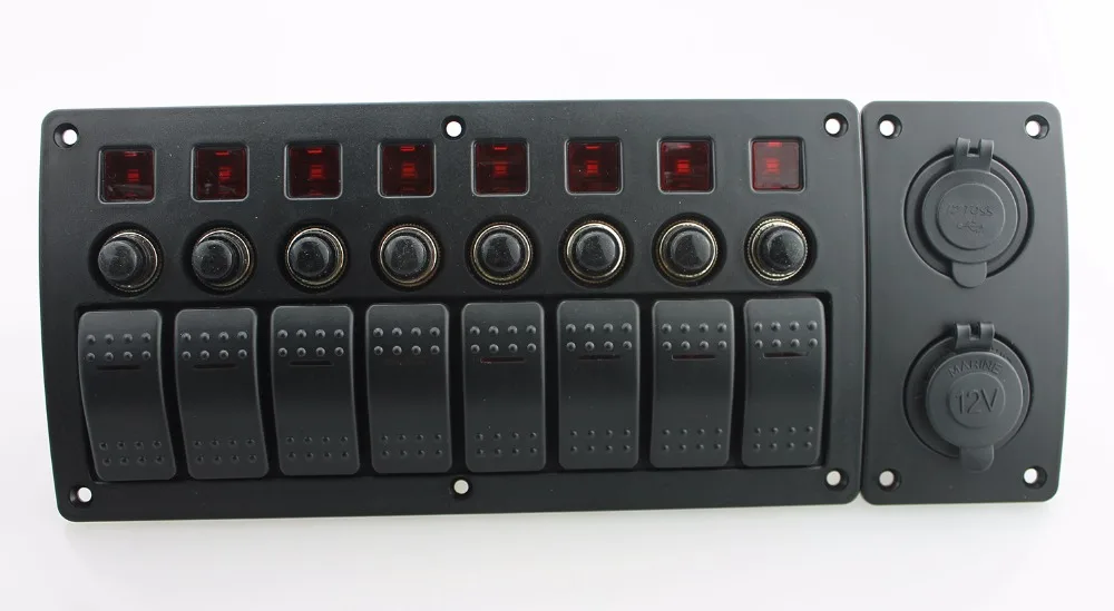 IZTOSS красный светодиод DC12/24 V 8 банд ВКЛ-ВЫКЛ клавишный переключатель изогнутая