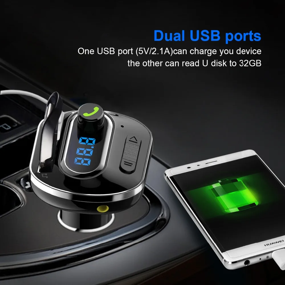 Автомобильный комплект беспроводной Bluetooth FM-передатчик USB зарядное устройство AUX