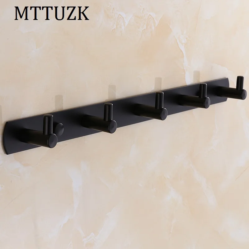 Черные крючки для одежды MTTUZK из нержавеющей стали кухонные простой ряд крючков