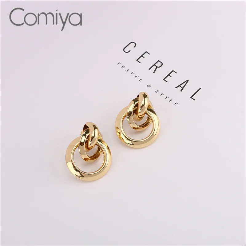 Женские серьги Comiya Aliexpress золотистые из цинкового сплава в Корейском стиле