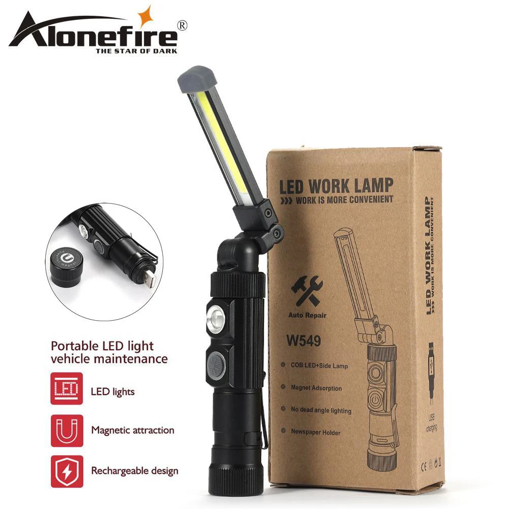 AloneFire W101 высококачественный рабочий светильник 5 режимов портативный COB светодиодный перезаряжаемый рабочий светильник магнит вспышка светильник фонарь лампа светильник