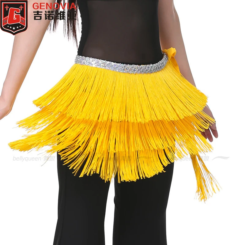 Women Belly Dance Tassel Hip Scarf 3 Layers Belt Tribal Latin Profesional Female Clothes Dancewear 12 Colors | Тематическая одежда