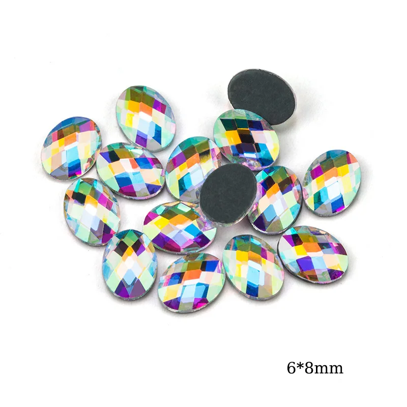 oval-6x8mm Высокое качество 30 видов формы кристалл AB горячей фиксации Стразы/железо на Стразы с плоской задней частью стекло драгоценный камень DIY аксессуары ручной работы - Цвет: oval-6x8mm