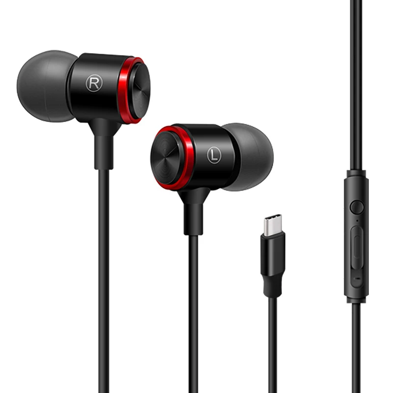 Тип usb C металлические наушники с микрофоном и объем Управление проводные наушники-вкладыши стерео бас наушники для Google Pixel 2/2XL, sony Xperia XZ2 и т. д