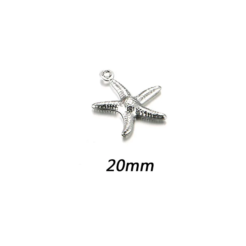 20mm Aiovlo, 20 шт./лот, подвески, маленькая морская звезда, звезда, морская раковина, Пляжная нержавеющая сталь, подвеска для изготовления ювелирных изделий, браслет, ожерелье - Окраска металла: 20mm