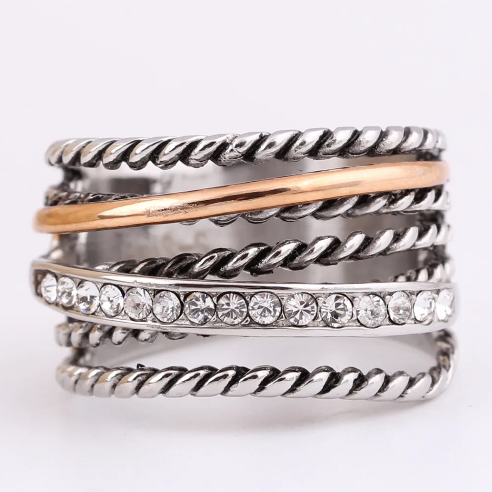 Уникальное Ювелирное кольцо унисекс из нержавеющей стали однорядные