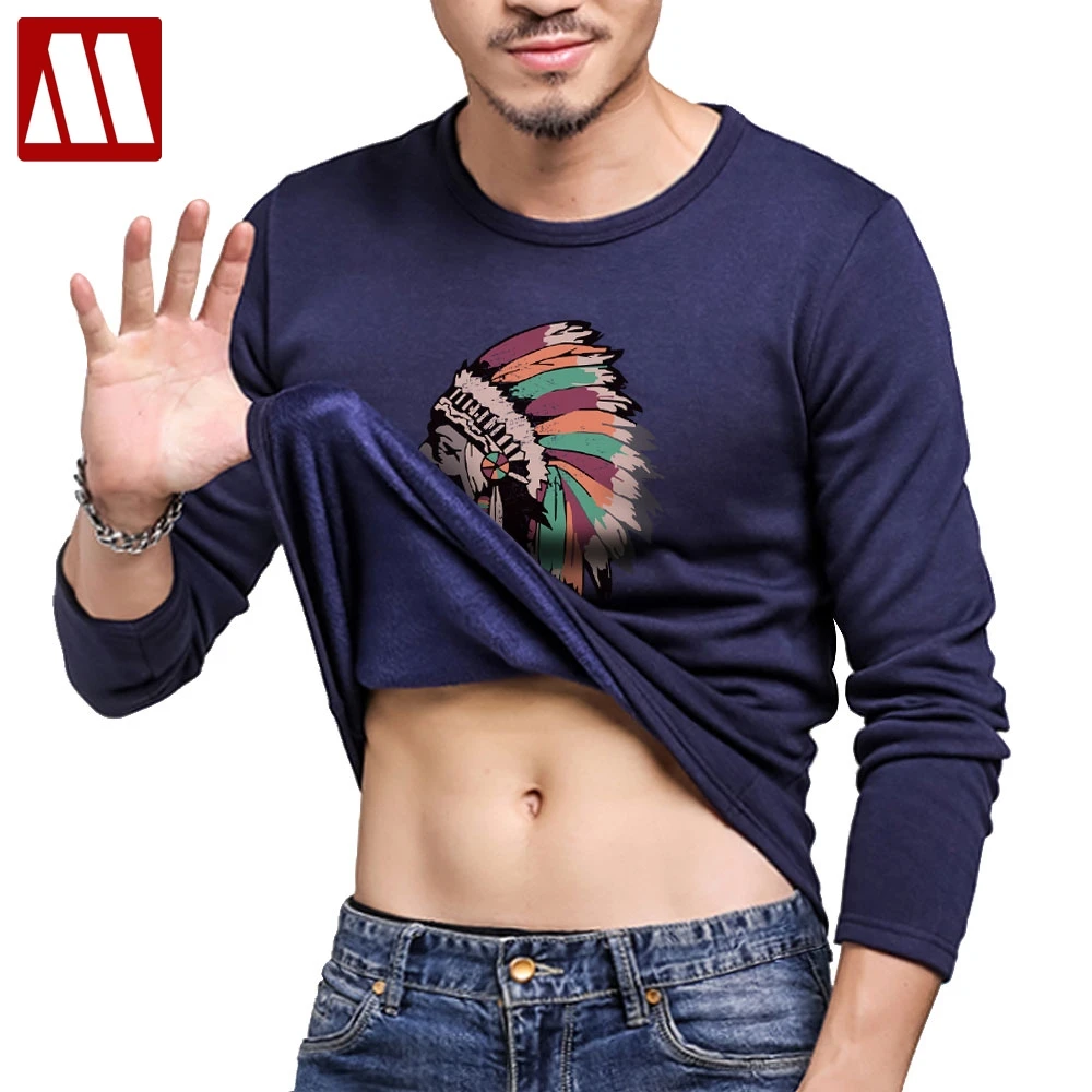 Модные Дизайнерские мужские футболки с флисовой подкладкой футболка индийским