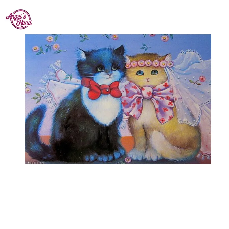 art Round mosaic embroidery cats colorful painting crafts diamond 5D pattern cross stitch | Дом и сад