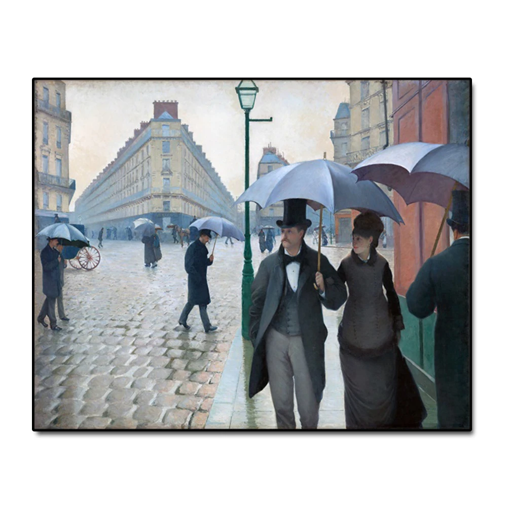 City in Rain Famous Oil Painting Wall Art Poster Print Canvas Calligraphy Decor Picture for Living Room Home | Дом и сад