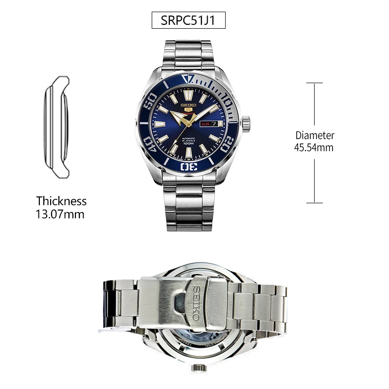 SRPC51J1 Оригинальные Seiko 5 Sprots мужские часы 10 бар водонепроницаемые Дайвинг Swming автоматические механические наручные часы глобальная гарантия - Цвет: SRPC51J1
