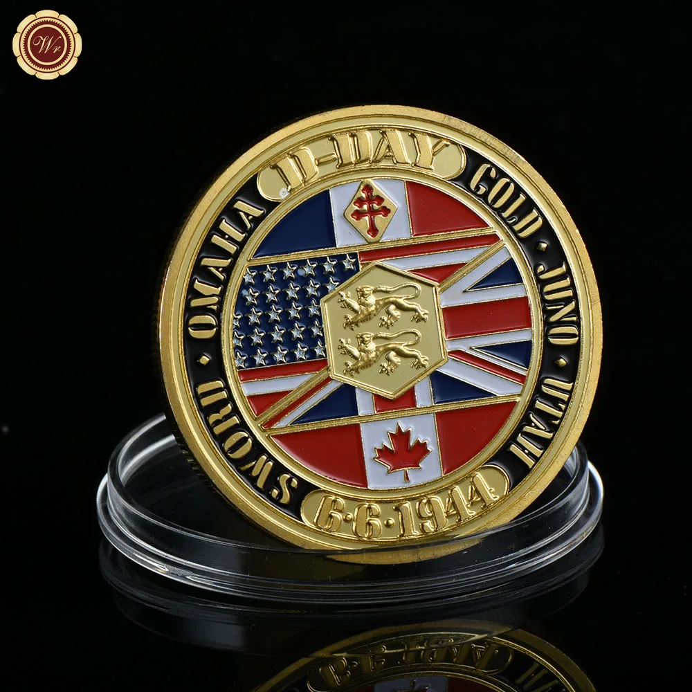 Normandie войны 70 лет Юбилей позолоченная монета военная медаль 40*3 наградная souvenr
