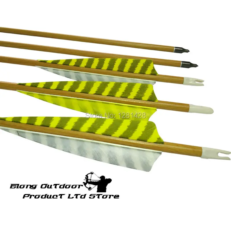 12 шт. деревянные камуфляжные карбоновые стрелы 4 &quotполоса турецкое перо 100