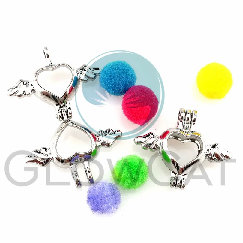 5X сердце жемчуг клетка медальон кулоны из нержавеющей стали с распылением