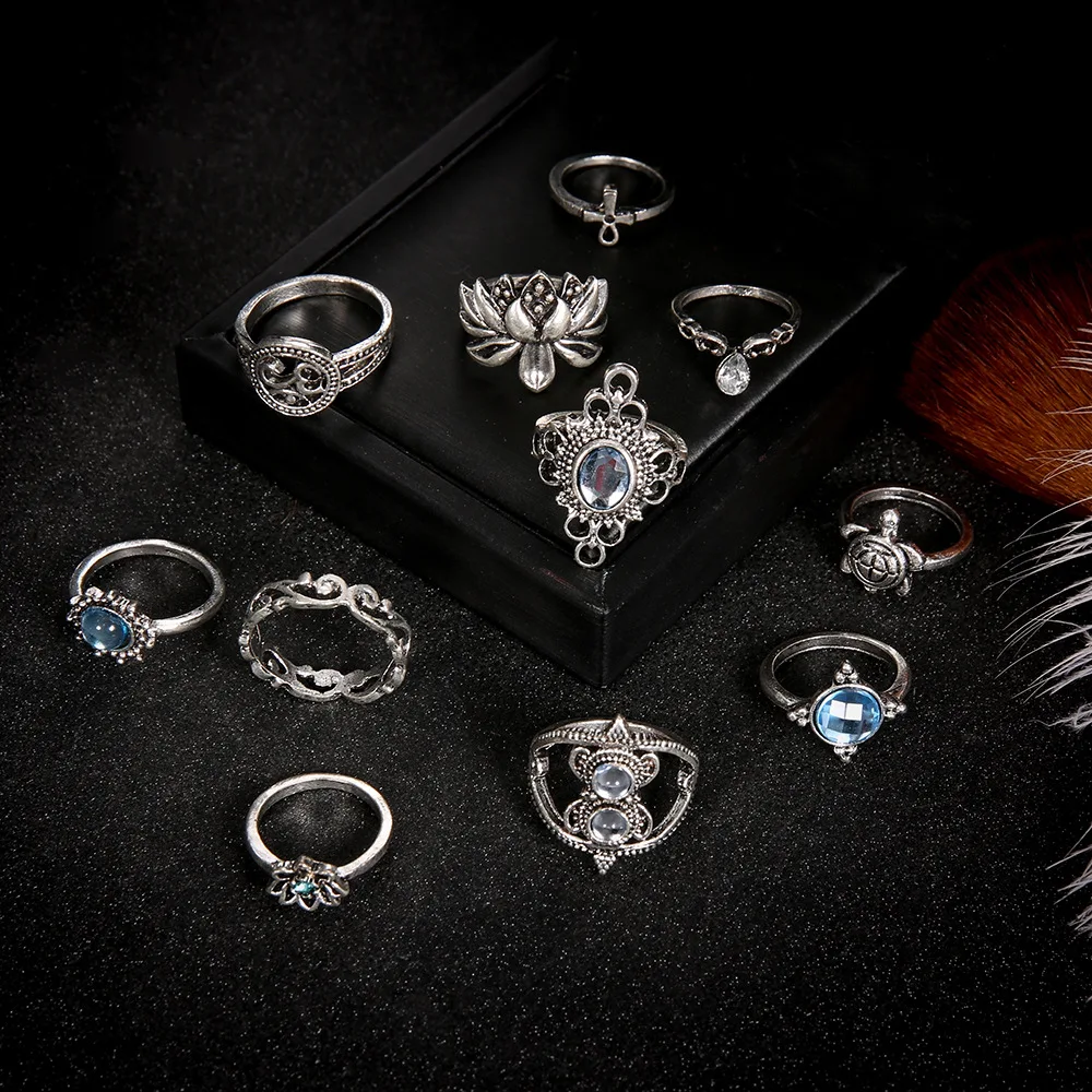 Пакет из 11 личность творчество кольца на фаланги с трехмерной аппликацией в виде