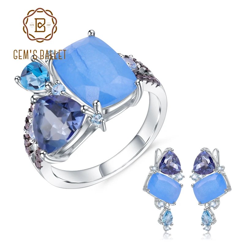 Серьги кольца из серебра 925 пробы с натуральными геометрическими