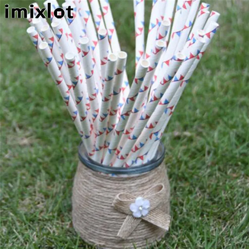 Imixlot 25Pcs Paper Straw Creative Colorful Disposable Juice Milk Drinking for Birthday Wedding Decorative Party Accessory | Дом и сад
