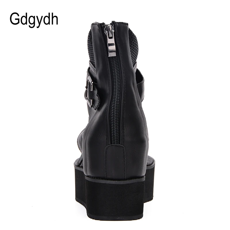 Женские шлепанцы на платформе Gdgydh, черные, обувь в стиле панк на танкетке для увеличение роста на сандалии на высоких каблуках для лета