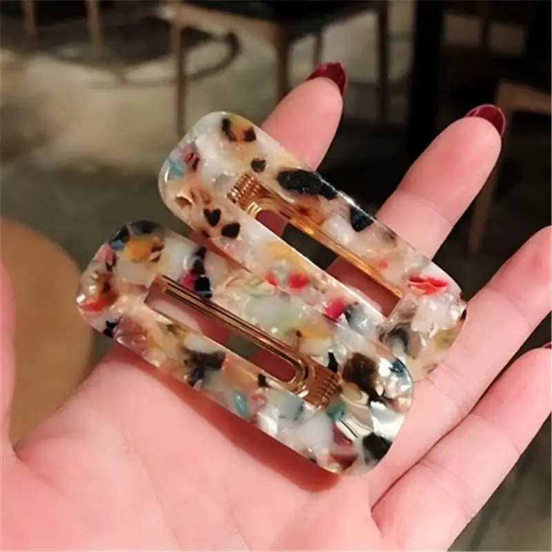 New Fashion Women Girls Acrylic Hollow Waterdrop Rectangle Hair Clips Tin Foil Sequins Hairpins Barrettes Headbands Accessories | Украшения