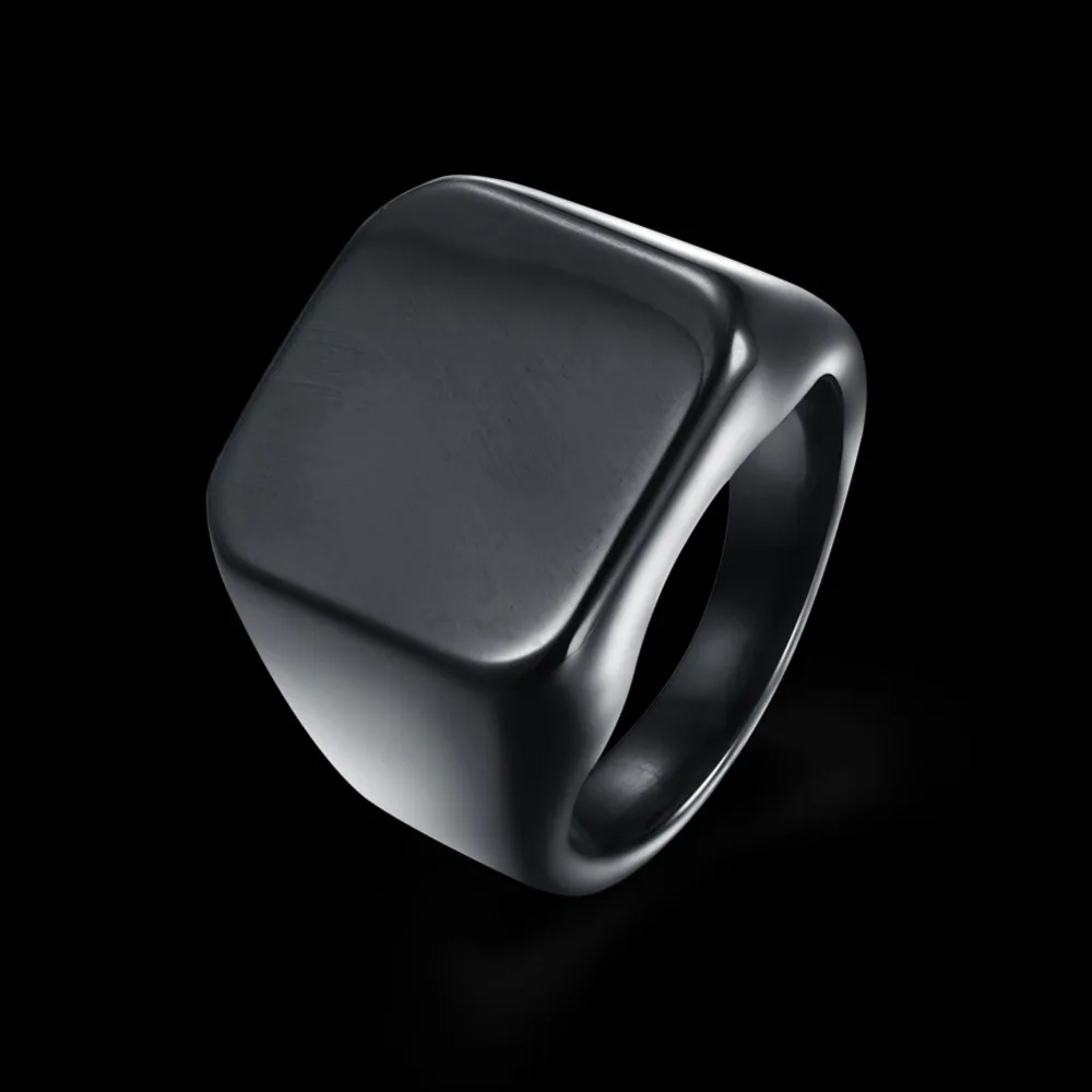 Men Fashion Cool Ring 16MM Gun Black 316L Titanium Steel Square Watch Punk Jewelry Size 7-10 Stainless Rings | Украшения и