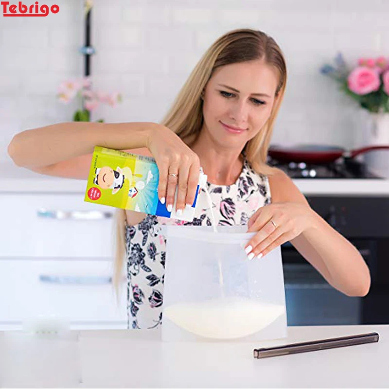 Tebrigo сумки для морозильной камеры многоразовые Ziplock силиконовые вакуумные