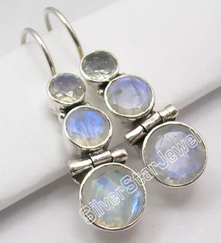 Серебряные серьги с натуральными аметистами 3,6 см - Окраска металла: MOONSTONE