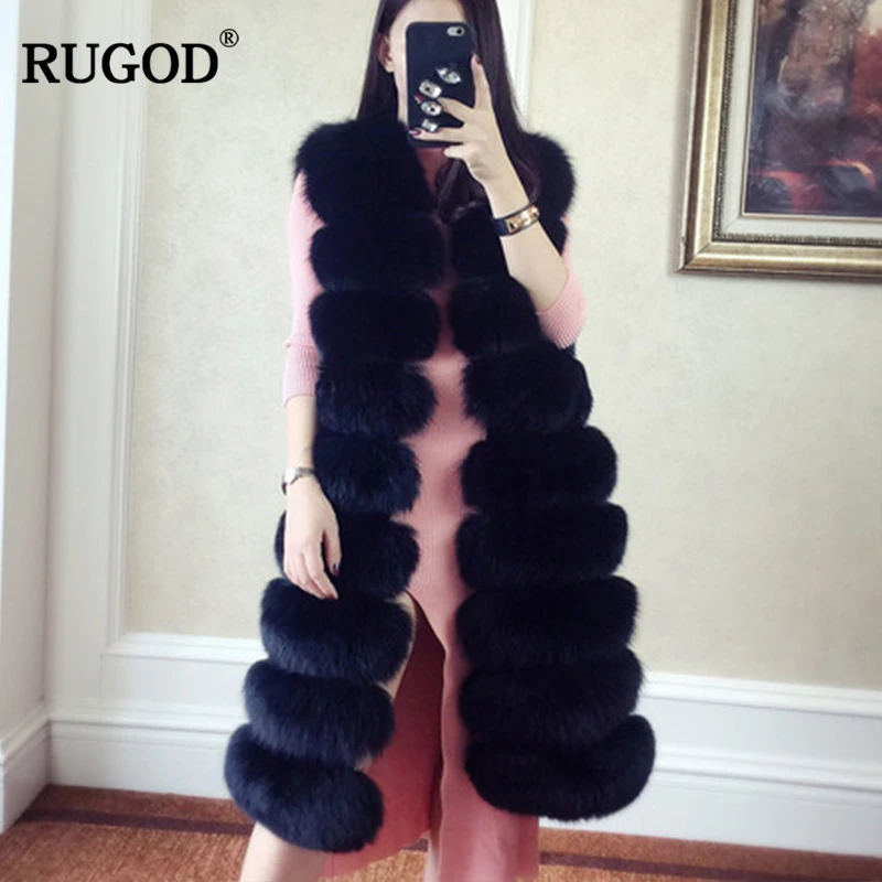 RUGOD 2018 зимнее женское плотное теплое меховое пальто без рукавов длинный
