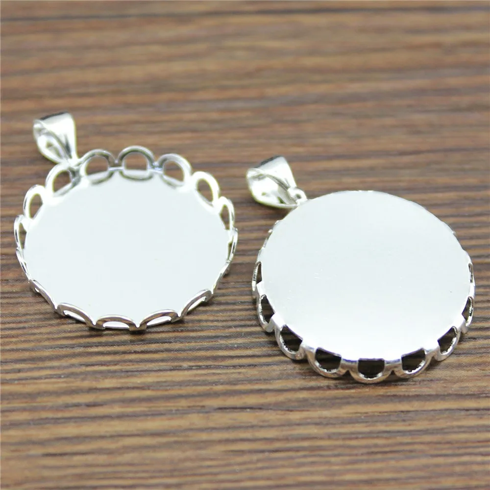 

10pcs Handmade Welding Lace Round Cameo Setting Base, Cabochon Base Pendant, Cabochon Base Settings Fit 20mm 25mm Cabochon