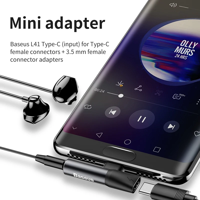 Baseus Usb C до 3 5 мм Aux Jack аудио адаптер для наушников type-C зарядки мобильного телефона