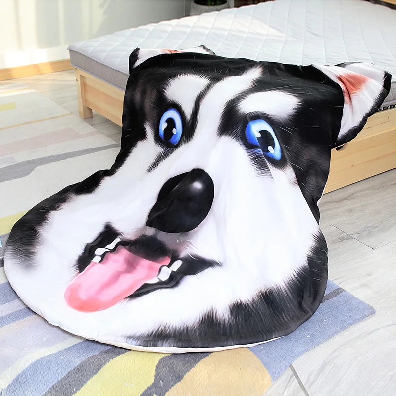 

Cartoon Plush Dog blanket, summer Soft Plush blanket Husky Printed air-conditioned nap blanket