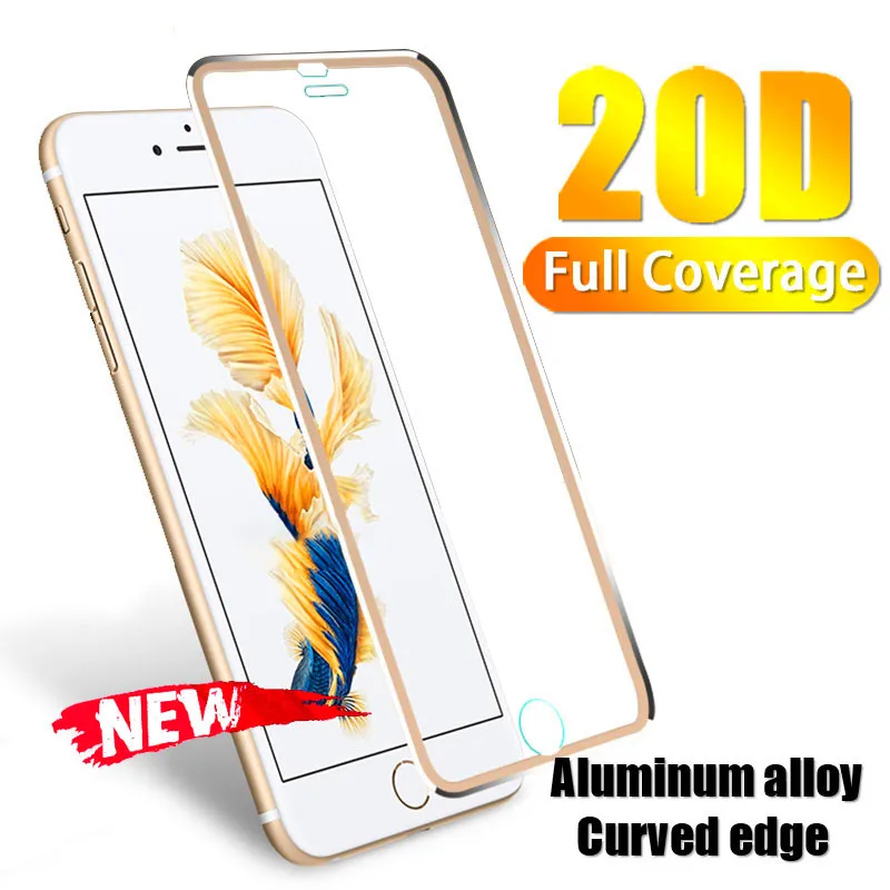 20D полное защитное стекло из алюминиевого сплава для iPhone 6 8 7 6s Plus Защитная пленка