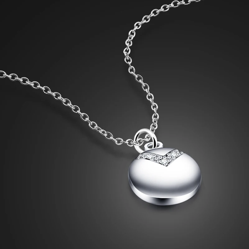 

Simple female silver jewelry 925 sterling silver necklace round pendant solid silver clavicle necklace ladies popular bijoux