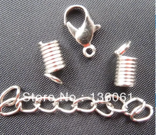 

Vintage Silver Lobster Llasp&Extended Chain&Spring Buckle Crimp Charms For Bracelets Necklace DIY Jewelry Findings 10Sets P1166