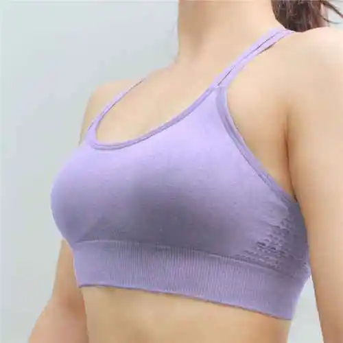 Light purple Бесшовный Бюстгальтер для спортзала, открытый спортивный бюстгальтер для женщин, спортивные бюстгальтеры для фитнеса, для занятий спортом, для занятий йогой - Цвет: Light purple