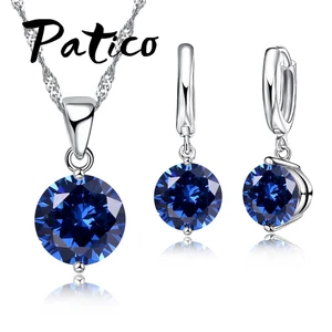 Набор романтичных ювелирных изделий из стерлингового серебра 925 пробы с фианитами, набор серег-колец для женщин, 8 цветов на выбор