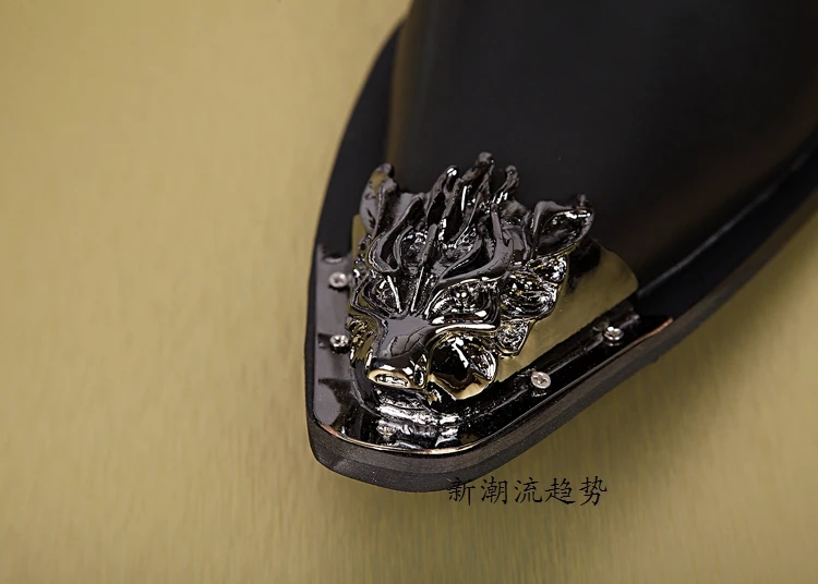 Черный Череп Натуральная Кожа Мужчины Оксфорд Обувь Скольжения На Платье обувь