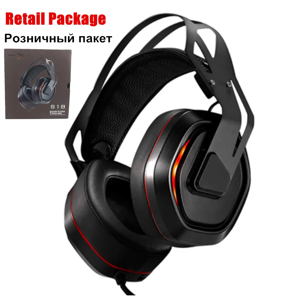 Black Retail Box Xiberia S18 PC Gamer гарнитура USB 7,1 объемный звук Игровые наушники бас шлем с микрофоном светодиодный светильник для компьютера ноутбука - Цвет: Black Retail Box