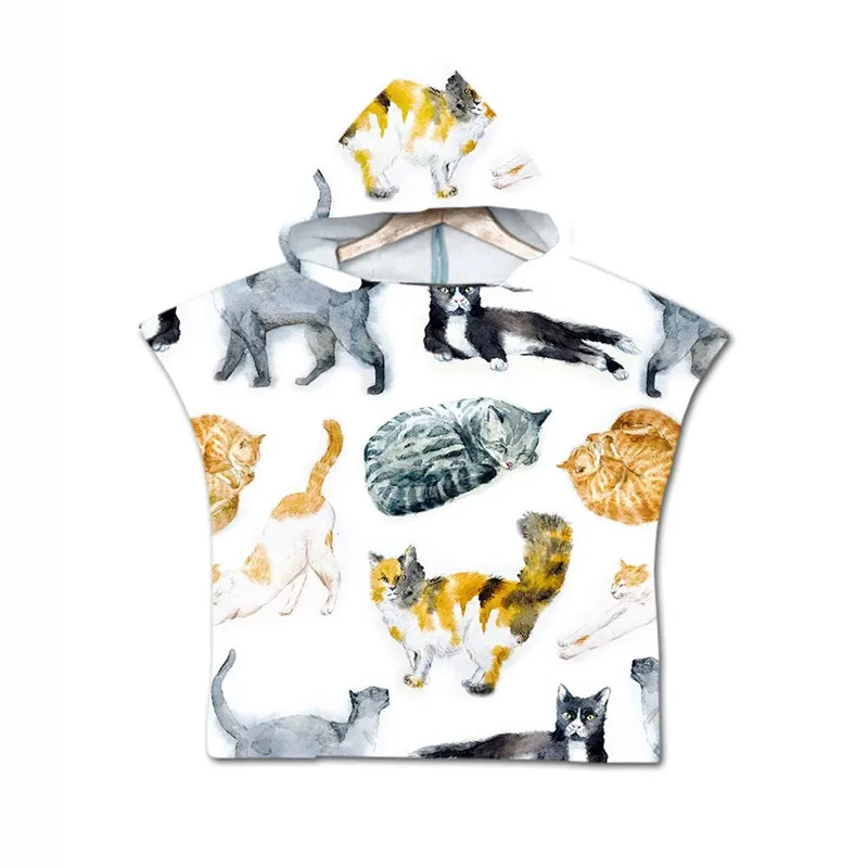 Детское банное пляжное полотенце с принтом животных капюшоном рисунком героев