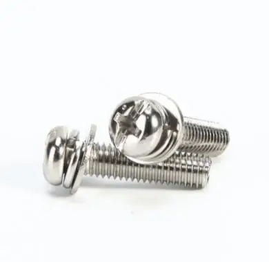 

20pcs M6 stainless steel Phil-Slot screw Round head nickel plated three combination screws furniture bolts 10mm-20mm length