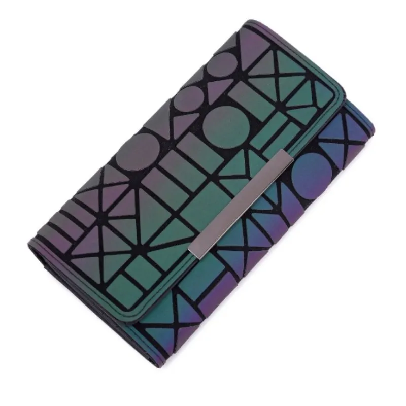 Luminous Wallets Card Holder Wallet Women Long Clutch Small Purses Lattice Standard Wallets Noctilucent Bag carteir - Цвет: D