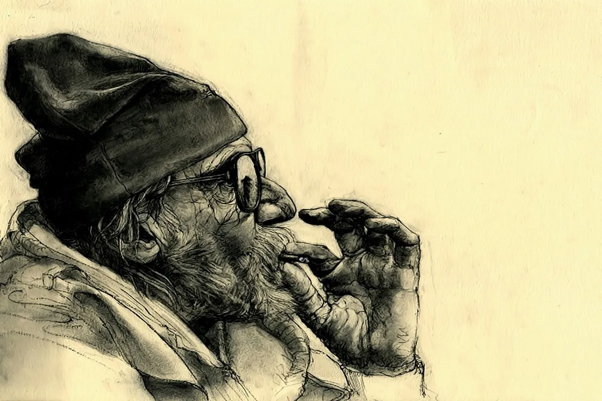 The old man PRW140 тканевый постер с рисунком на заказ (рамка в наличии) для украшения