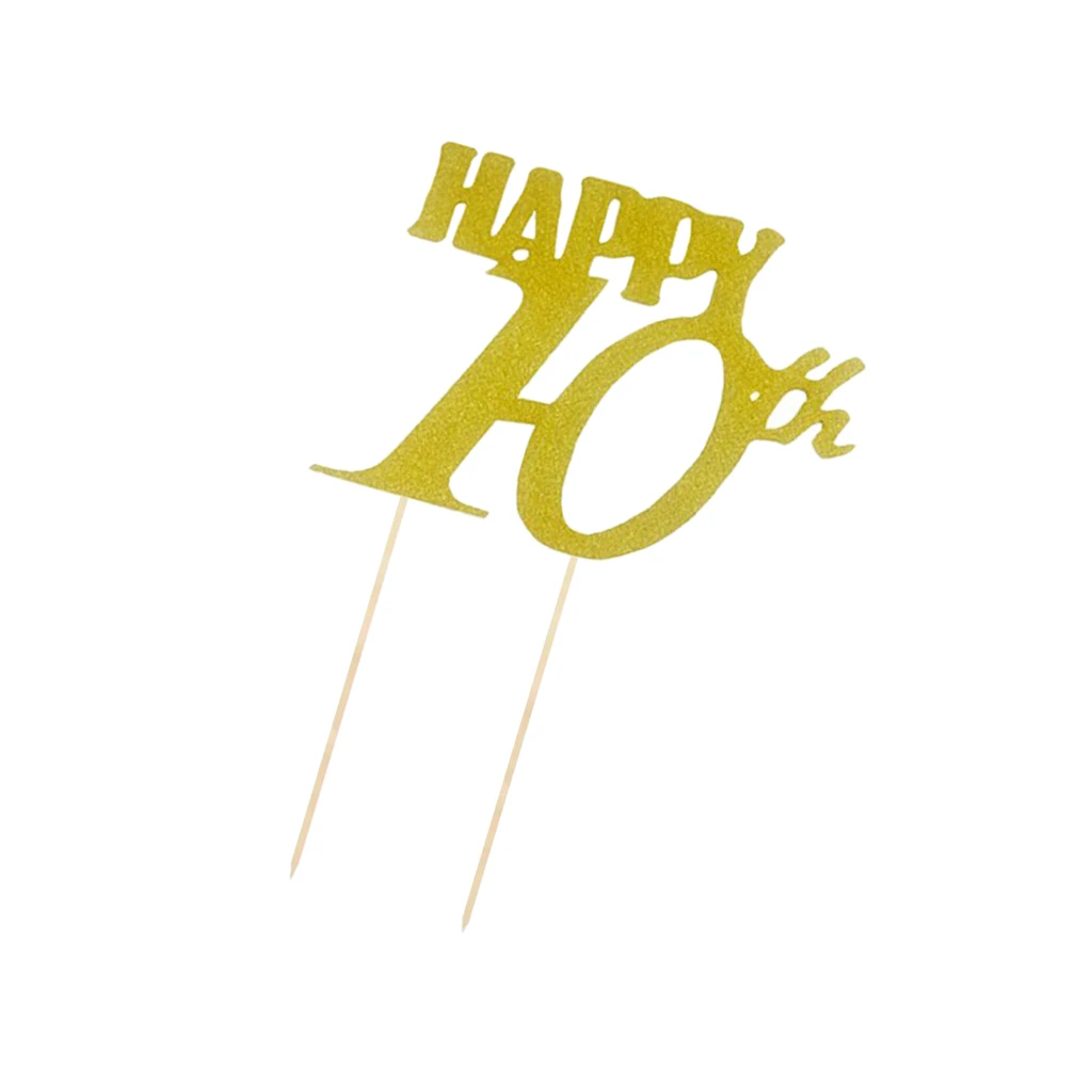 Золотой блестящий Топпер для торта С Днем Рождения 10th 20th 30th 40th 50th 60th 70th 80th|Товары